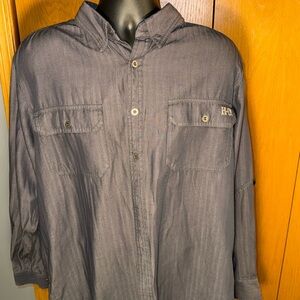 Harley Davidson Authentic Cotton Button Up Shirt - Gray XL - Logo